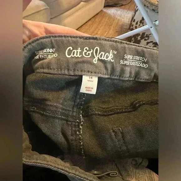 Cat & Jack Gray Jeans with Sequined Sides - Picture 5 of 6